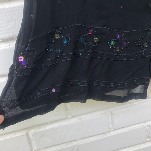 Boho button down sequin black top 1X - Picture 6 of 10